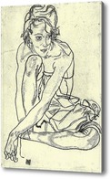 Картина Девушка присевшая на корточки, 1918