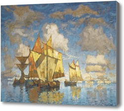 Купить картину Рыбацкие лодки в лагуне Венеции, 1941