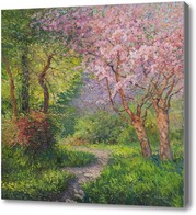 Картина Пейзаж с цветущем деревом...