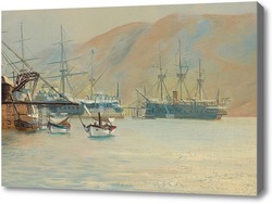 Картина Старое назвФрегат у берегов Ривьеры
