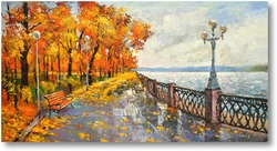 Картина Осень на набережной Пейзаж