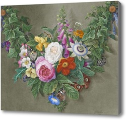 Картина Гирлянды из цветов с бабочками