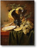 Картина Натюрморт с бокалом и устрицами