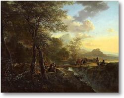 Картина Итальянский пейзаж с путниками