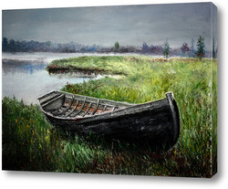 Картина Старая лодка на берегу