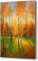 Картина Осенний закат в лесу