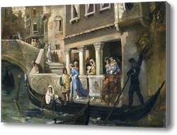 Купить картину Знатные венецианцы у гондолы 