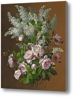 Картина Натюрморт с розами и сиренью