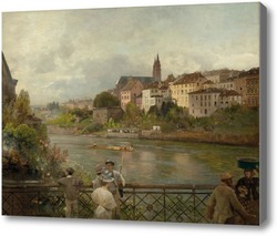 Картина Вид с середины моста Рейн на Базельский собор. 1889