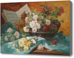 Картина Натюрморт с розами в миске, Кошуа Эжен