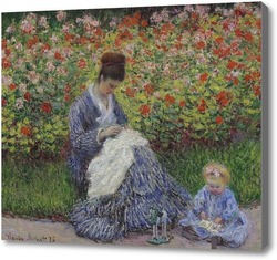 Картина Камилла Моне и ребенок в саду художника в Аржантее