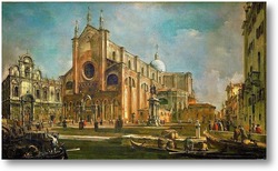 Картина Кампо Сан Дзаниполо (площадь свв Иоанна и Павла) со скуолой Сан 
