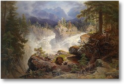 Картина Медвежья семья в горном ландшафте в 1859
