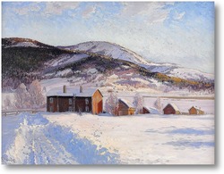 Купить картину Зимний пейзаж с домиками