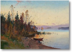 Картина Закат над озером