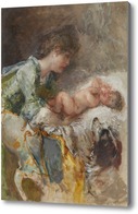 Картина Мать и ребенок с собакой