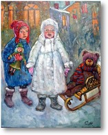 Картина Девочки на снегу