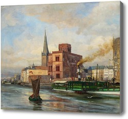 Картина Дюссельдорф, пароход Бисмарк 