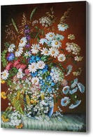 Купить картину Полевые цветы в вазе из синего стекла.
