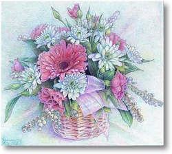 Картина корзинка с цветами