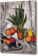 Картина Натюрморт с фруктами и растением, 1914-1915