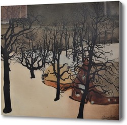 Картина Фруктовый сад под снегом. 