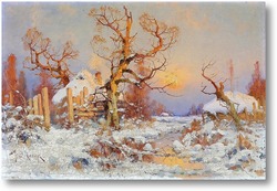 Картина Зимний пейзаж в лучах вечернего солнца