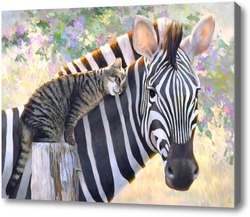 Картина Кот и зебра