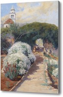 Купить картину цветущий монастырский сад