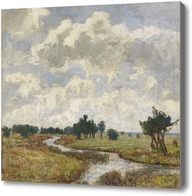 Картина Солнечно-облачное небо через болотистые луга 