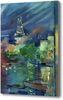 Картина Эйфелева башня ночью