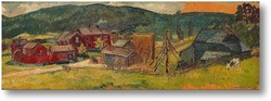 Картина Пейзаж с красными домами