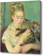 Картина Женщина с кошкой, Ренуар Огюст