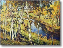 Купить картину Пейзаж с березами и рекой, 1919