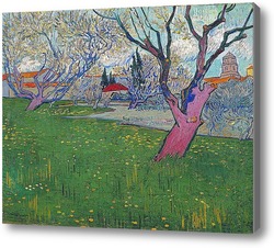 Картина Вид на Арль с деревьями в цвету, 1889