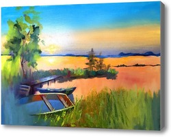 Картина Лодки у реки