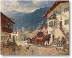 Картина Повозка с лошадью перед гостиницей