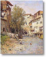 Картина Пейзаж с деревней на окраине Рима