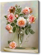 Картина Розы на мраморном столике