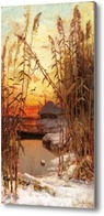 Картина Зимний Пейзаж с Тростниками
