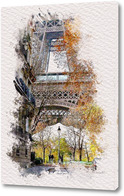 Картина Париж, акварельный скетч