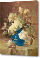 Картина розы в синей вазе