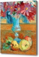 Картина Натюрморт с цветами в вазе и фруктами