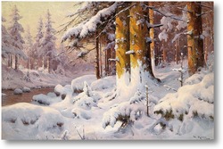 Картина Зимний лес на солнце  