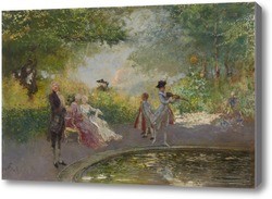 Картина В парке возле пруда