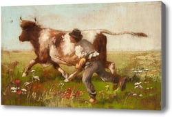 Картина Молодой пастух в поле
