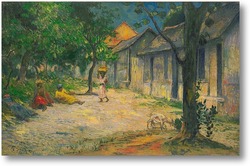 Картина Деревня в Мартиника (женщины и козы в деревне)