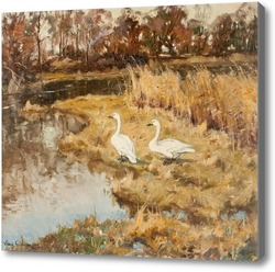 Картина Пейзаж с двумя гусями, 1924