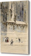 Картина Фигуры на фоне готического собора