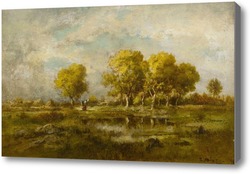 Картина Пейзаж с озером и деревьями